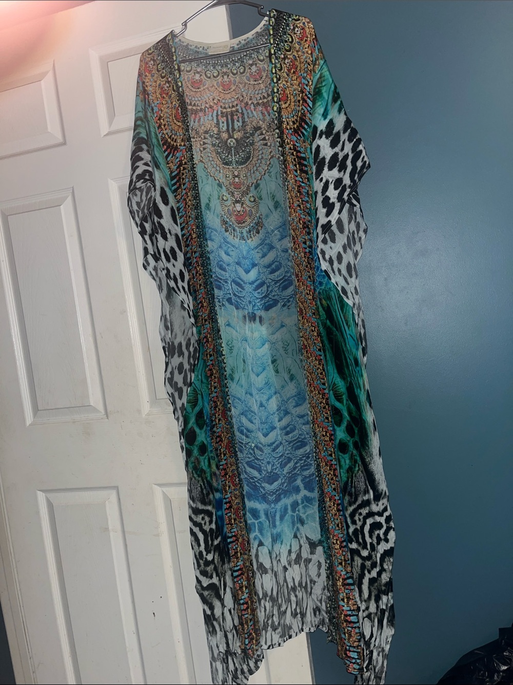 Bohemian Aqua Green Printed kimono - Picture 3 of 7